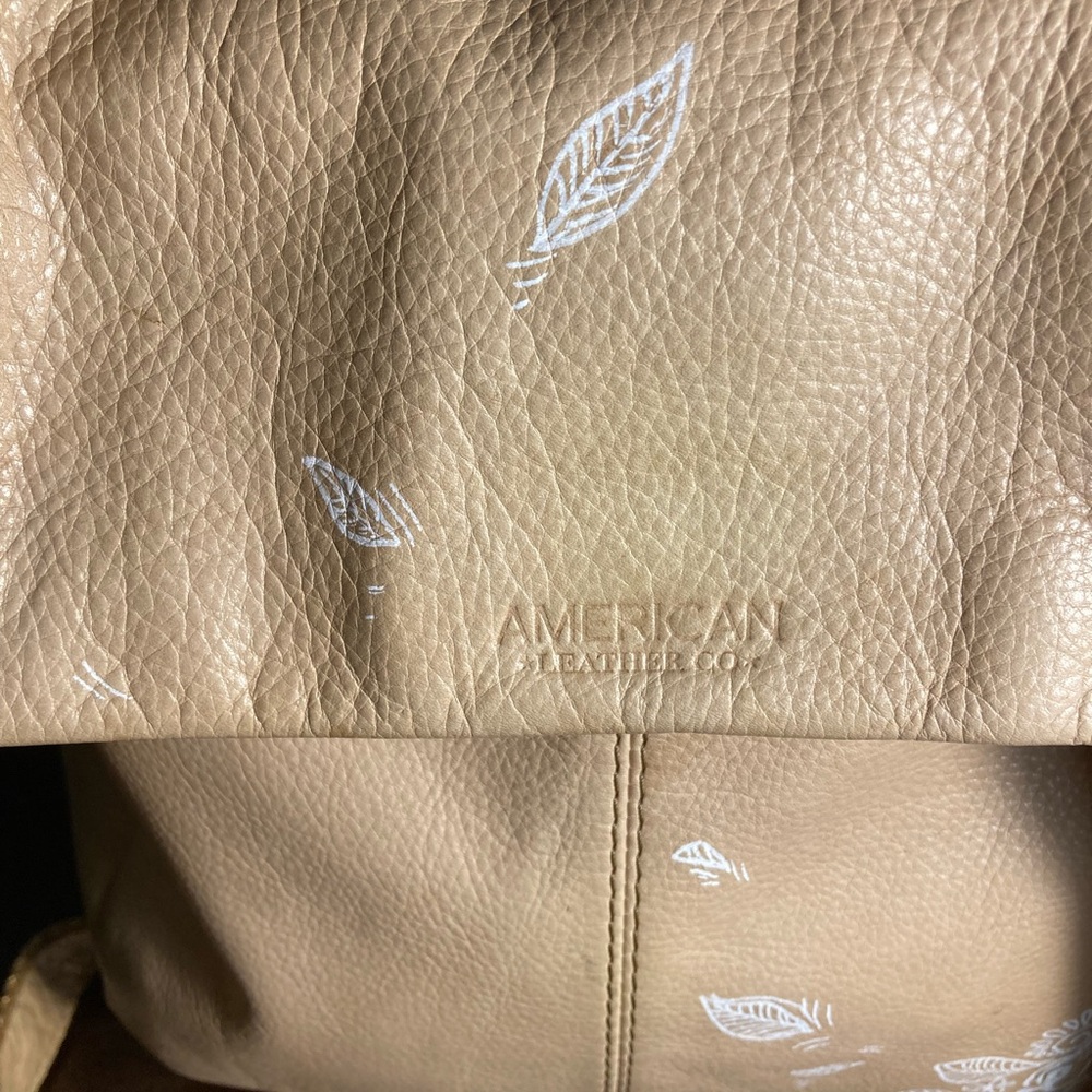 American Leather Co Beige Leather Backpack - Picture 5 of 7